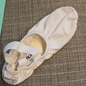 White Stretch Canvas Ballet Slippers